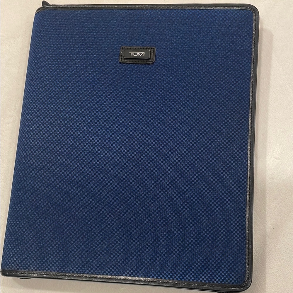 TUMI Blue Leather Trimmed Organizer/Tablet Case